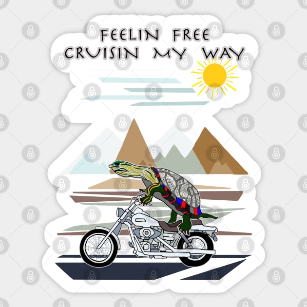 Turtle, Painted Turtles, Motorcycle Ride, Chicago, Illinois, Feelin Free, Bikers Sticker by cfmacomber